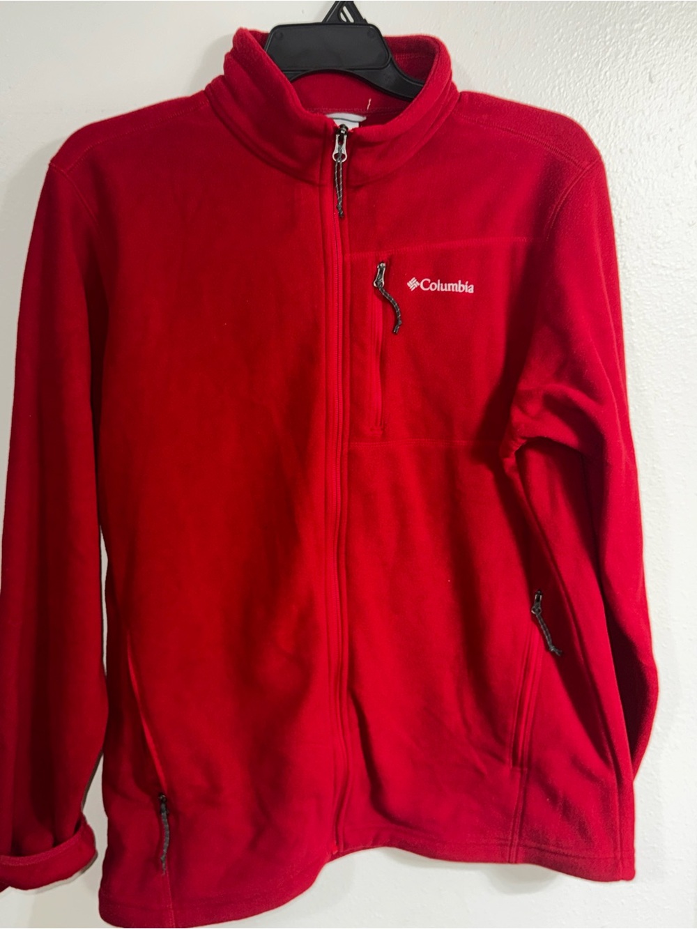 Adult Columbia Red Full-Zip Fleece Jacket with Zip Pockets